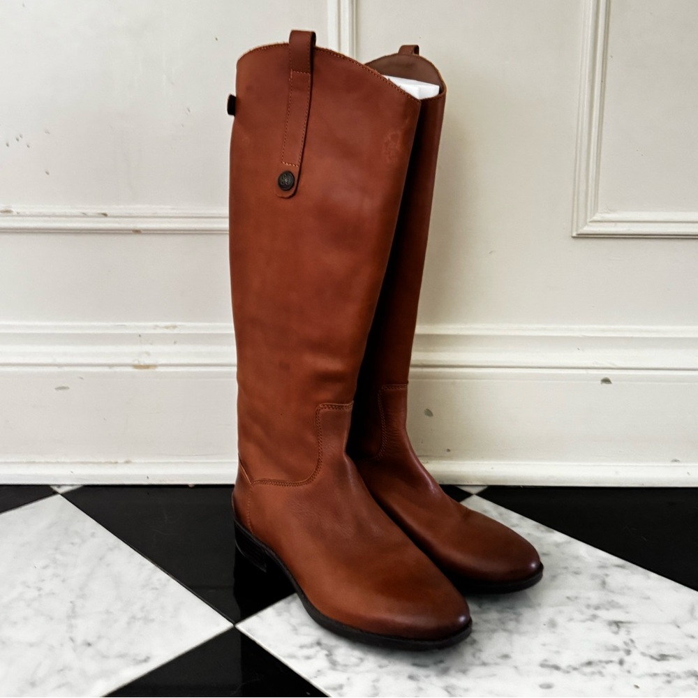 Sam Edelman Size 8 Penny Riding Boot Whiskey Leather Brown Tan Knee Height -EUC